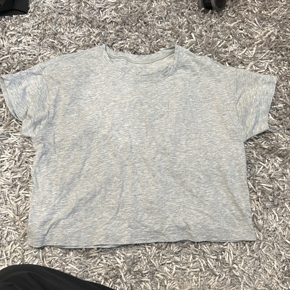 Lululemon All Yours Cropped TShirt Heather Grey Size S